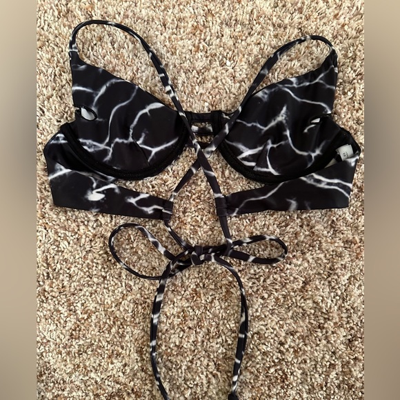 2 for $10! Cross back bikini top water tie dye dark blue - Picture 2 of 3